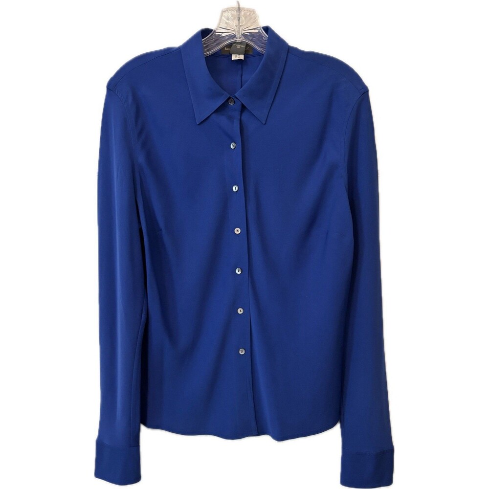 Banana Republic Stretch Royal Blue Silk Blouse Size Large
